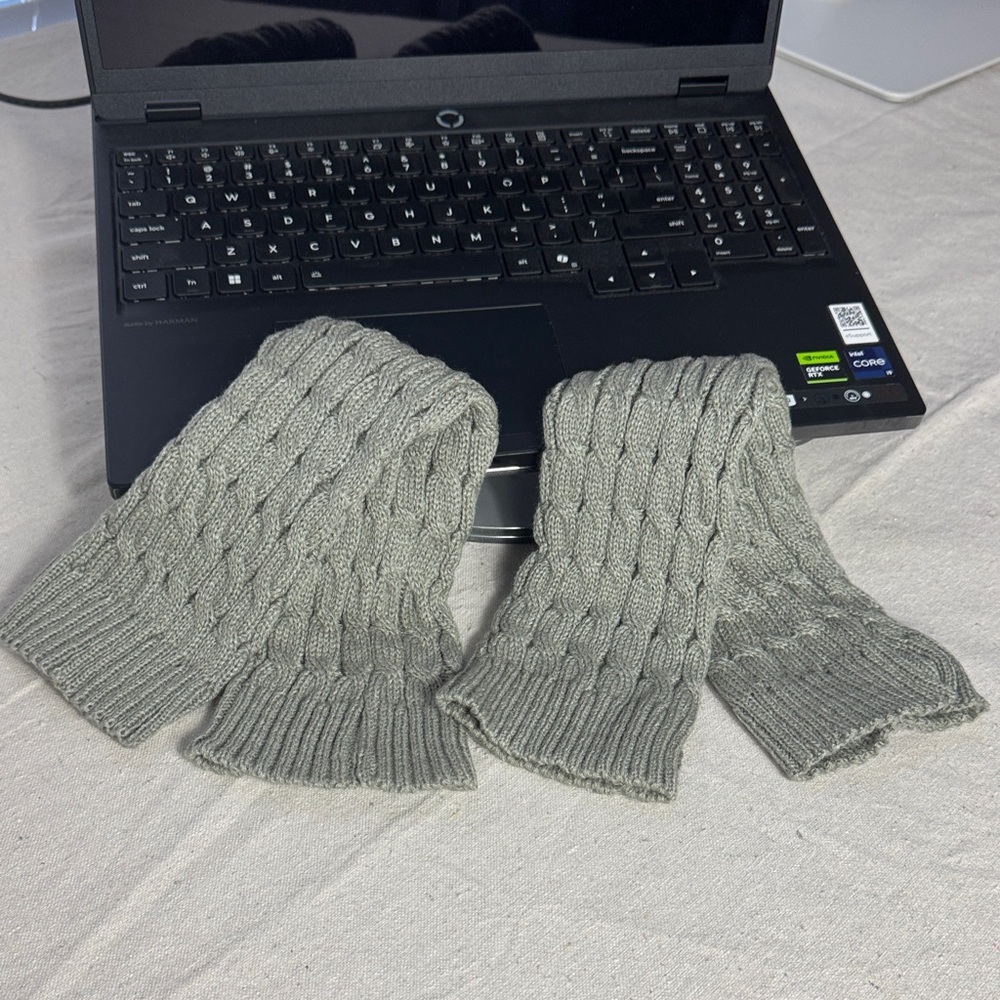 Olive green Knit leg Warmers knit crochet.